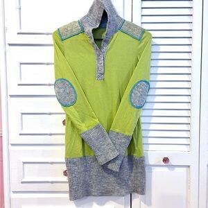 Free People Lime and Gray Cozy Sweater/Mini Dress Size XS